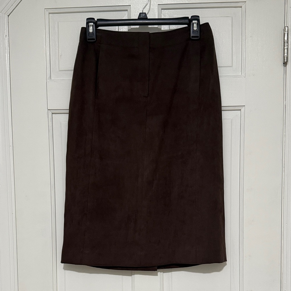 Talbots Dark Brown Faux Suede Pencil Skirt